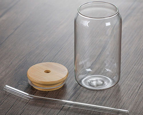 Clear Glass Cup With Lid And Straw