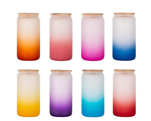 Colored Glass Cups With Bamboo Lids