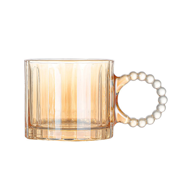 Amber Glass Mug with Pearl Handle