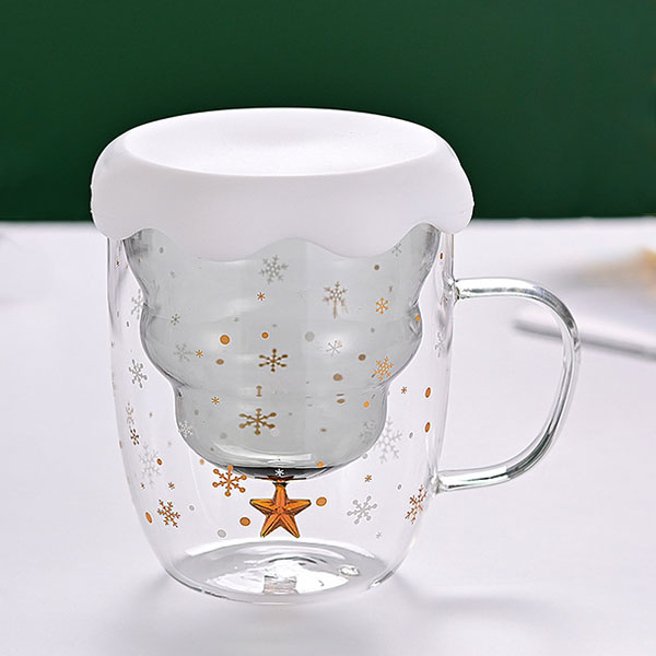 Double Walled Christmas Glass Mug