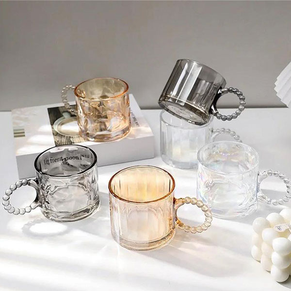 Glass Mugs with Pearl Handles Wholesale
