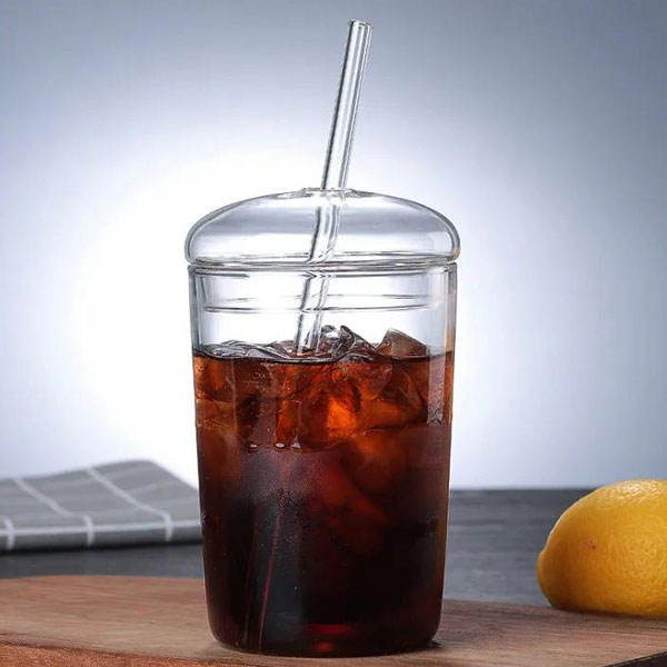 Iced Coffee Glass With Straw