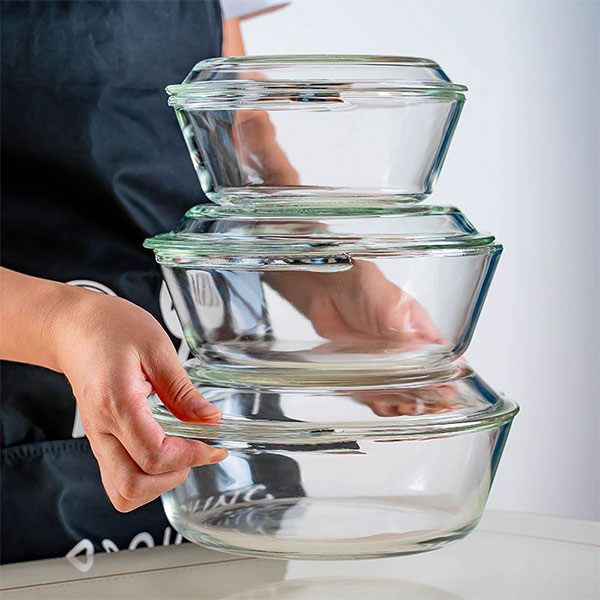 Glass Bowl Set With Lids